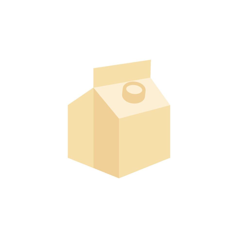 Milk packaging icon in flat color style. Food breakfast breakfast paper carton vector
