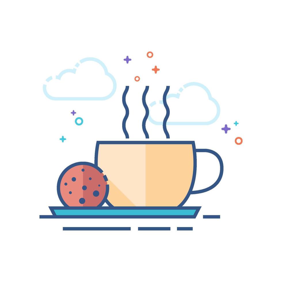 Coffee cup icon flat color style vector illustration