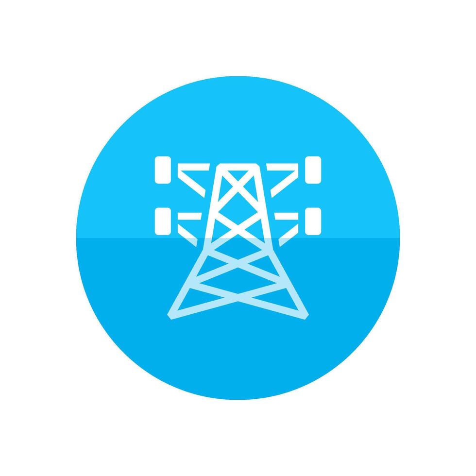 Pylon icon in flat color circle style. Electricity high voltage distribution energy vector