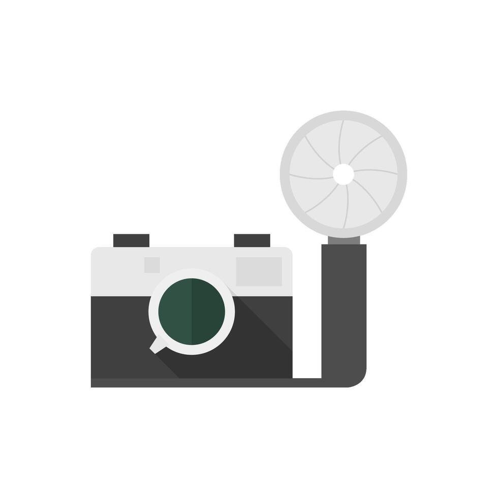 Vintage camera icon in flat color style. Photography picture imaging analog old retro flash bulb vector