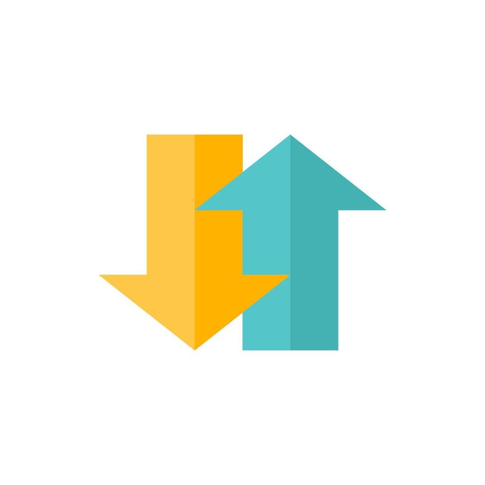 Arrows icon in flat color style. Communication data traffic exchange vector