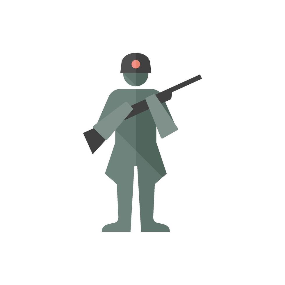 World War army icons in flat color style. Weapon riffle uniform vector