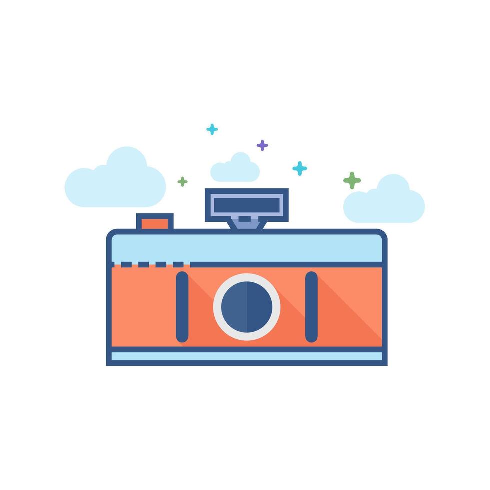 Panorama camera icon flat color style vector illustration