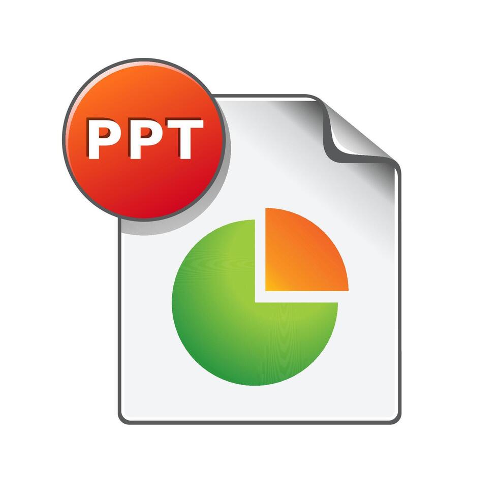 Presentation file format icon in color. Data report information office vector