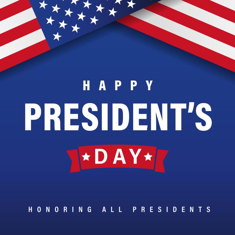 Happy President's Day banner with 3D elements vector