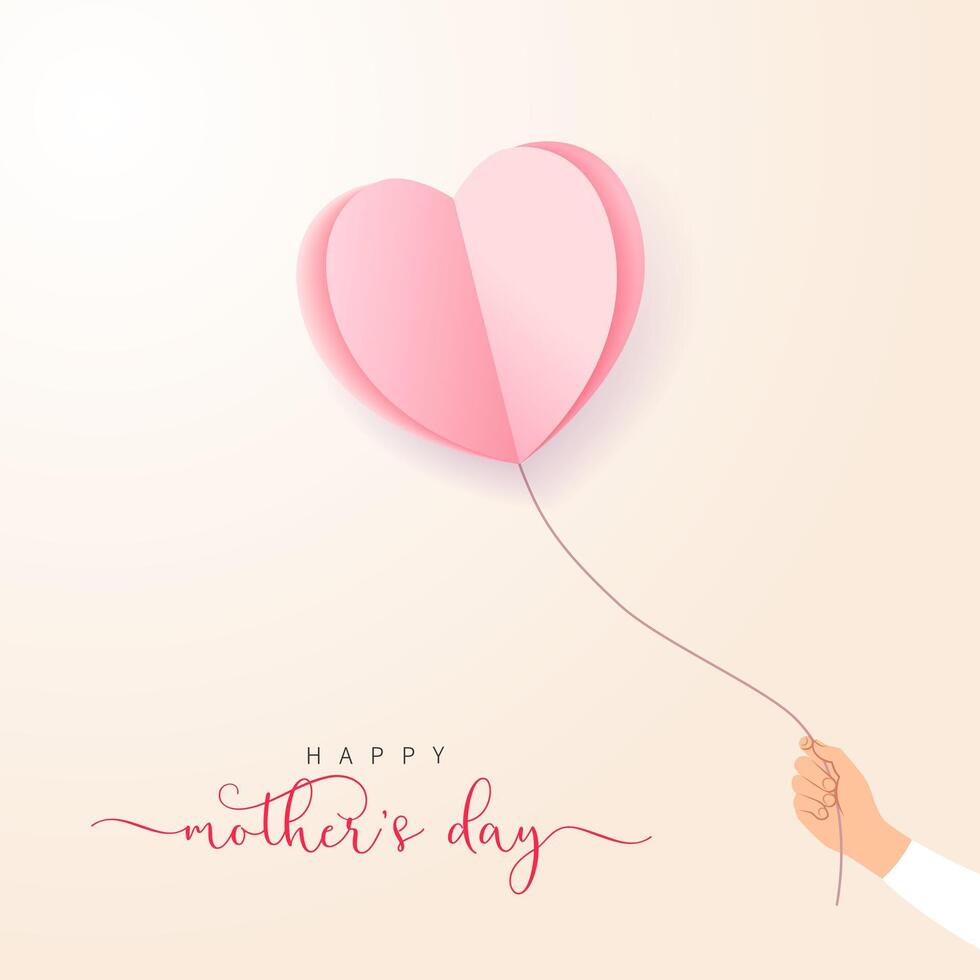 Happy Mother's Day greeting card design with 3D graphic elements vector