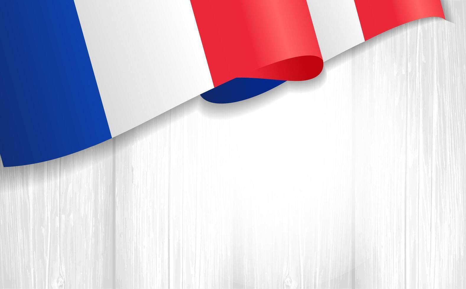 3d France flag on wooden plank. Creative background with French national flag. Vector illustration