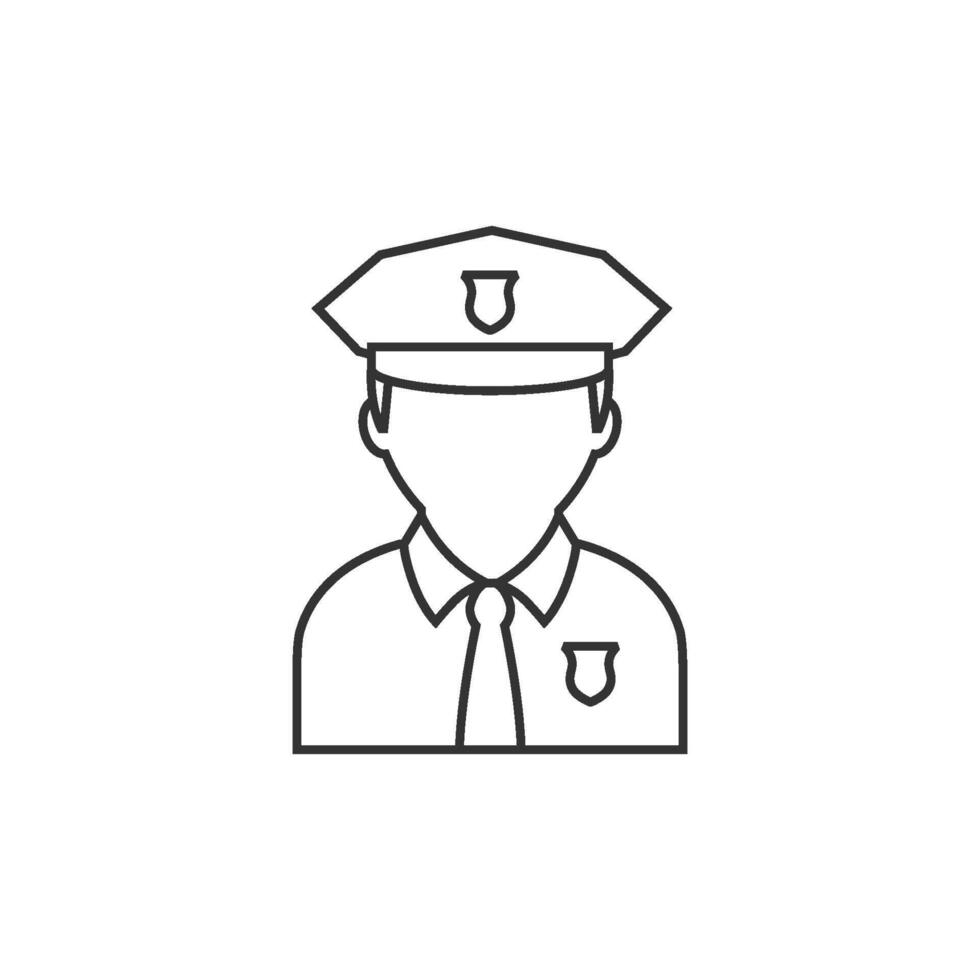 Police avatar icon in thin outline style vector