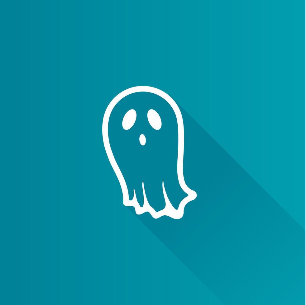 Halloween ghost flat color icon long shadow vector illustration