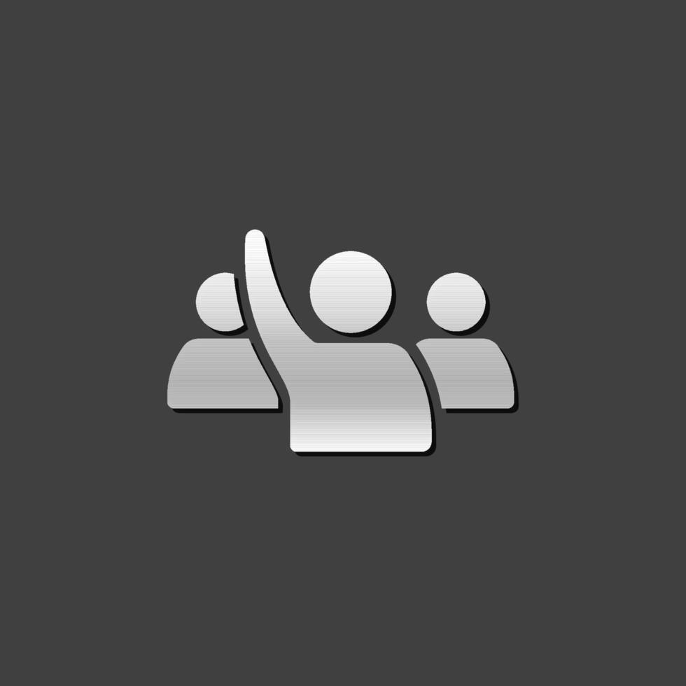People raise hand icon in metallic grey color style. Business finance buying vector
