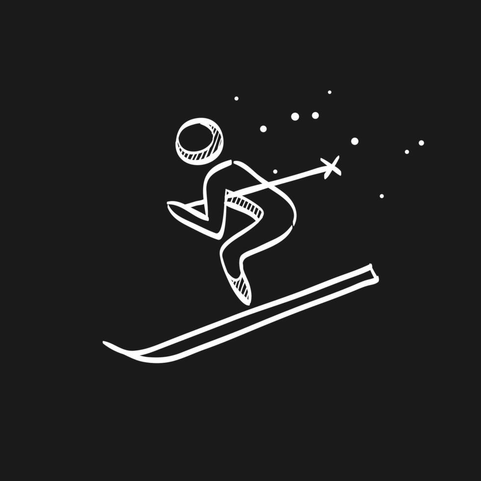 esquí garabatear bosquejo ilustración vector