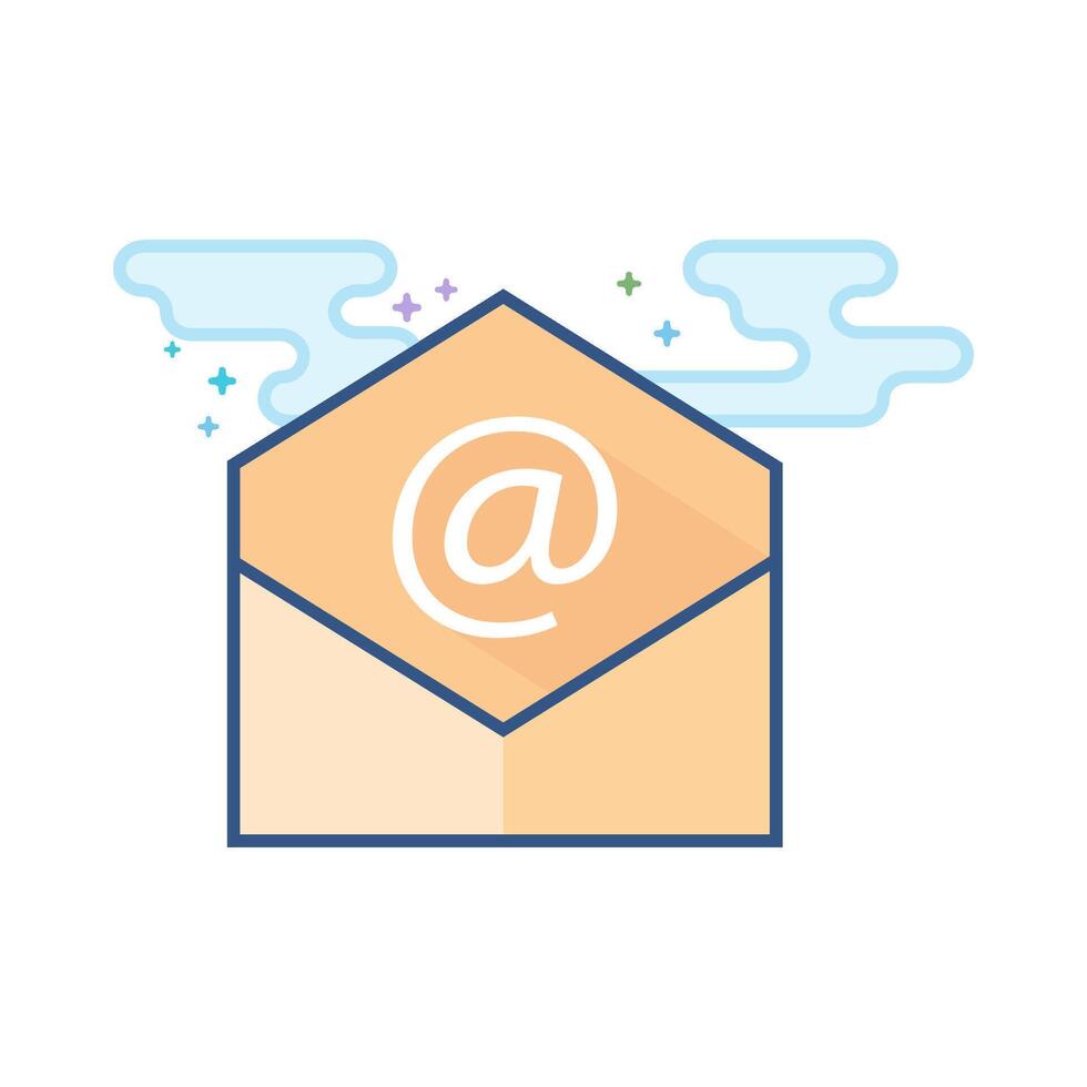 Email icon flat color style vector illustration