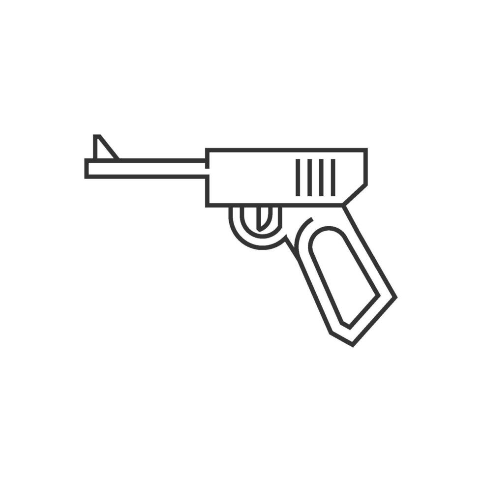 Hand gun icon in thin outline style vector