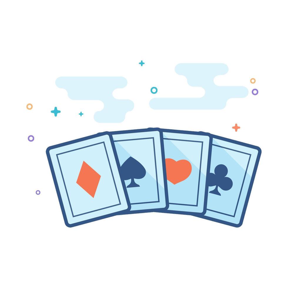jugando tarjetas icono plano color estilo vector ilustración
