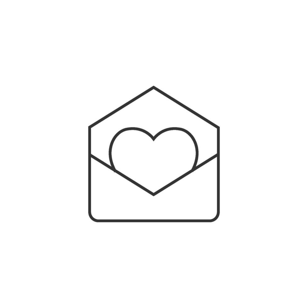 sobre con corazón icono en Delgado contorno estilo vector