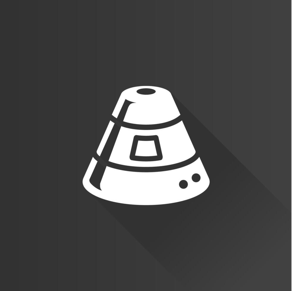 Space capsule flat color icon long shadow vector illustration