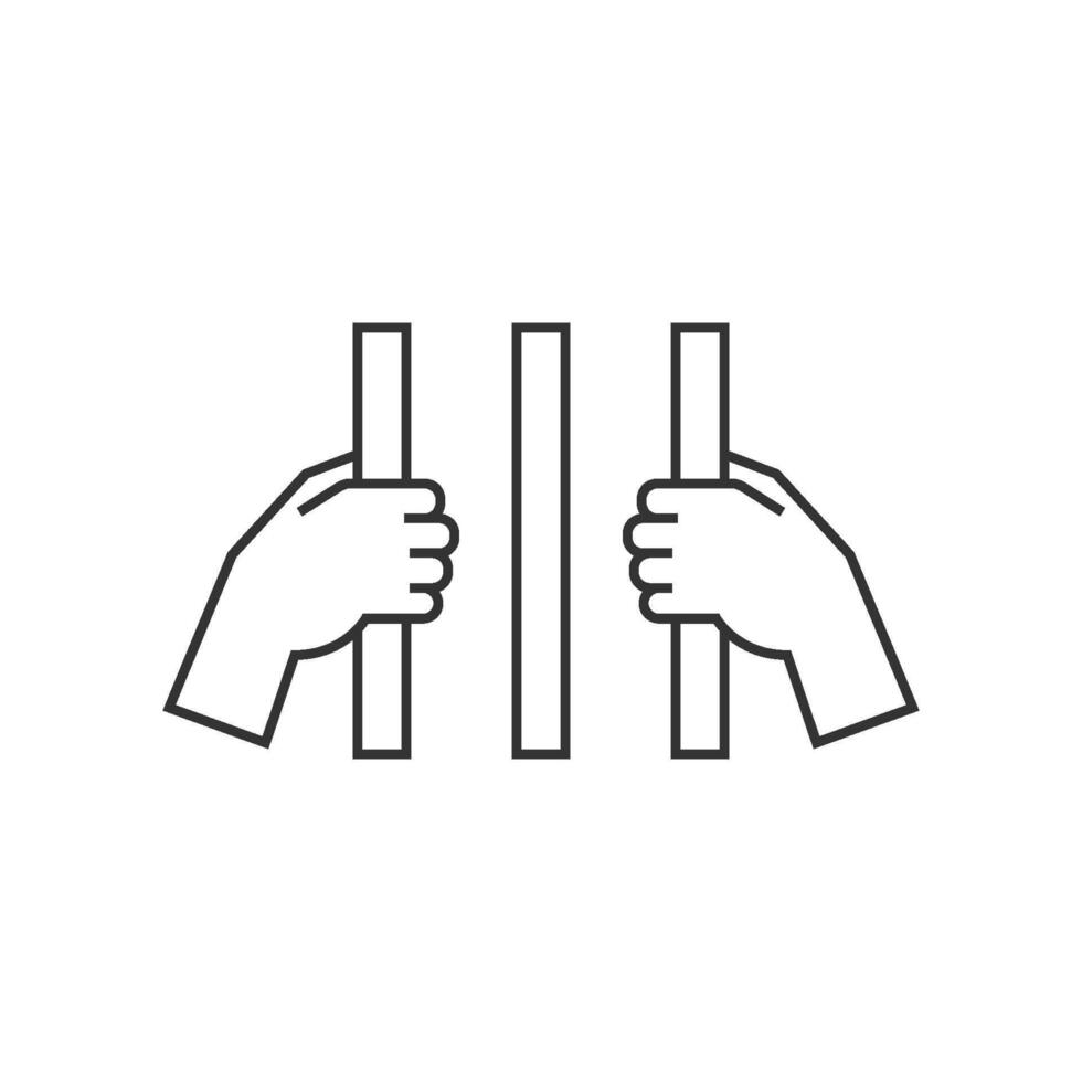 Jail icon in thin outline style vector