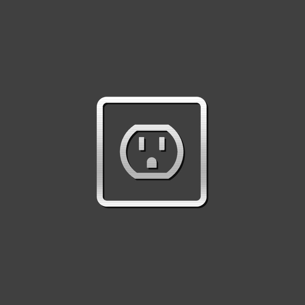 Electrical outlet icon in metallic grey color style. Electronic connect plug vector