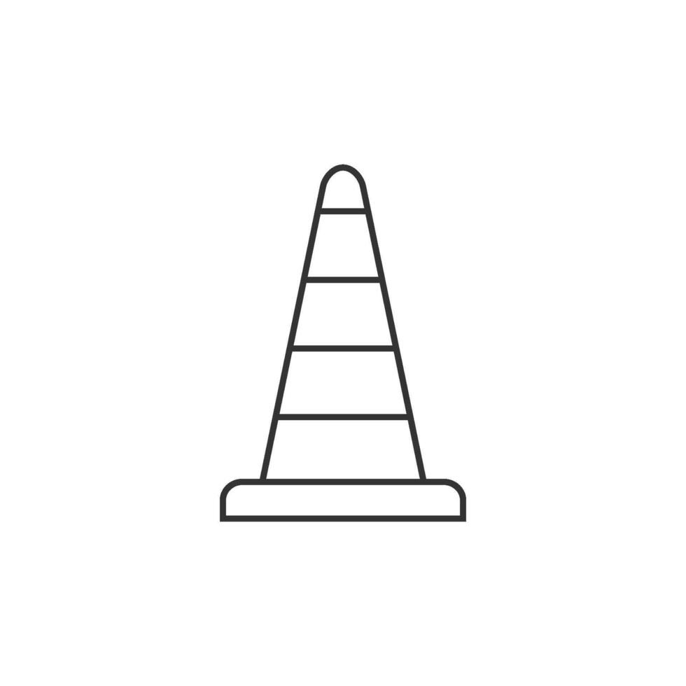 Traffic cone icon in thin outline style vector