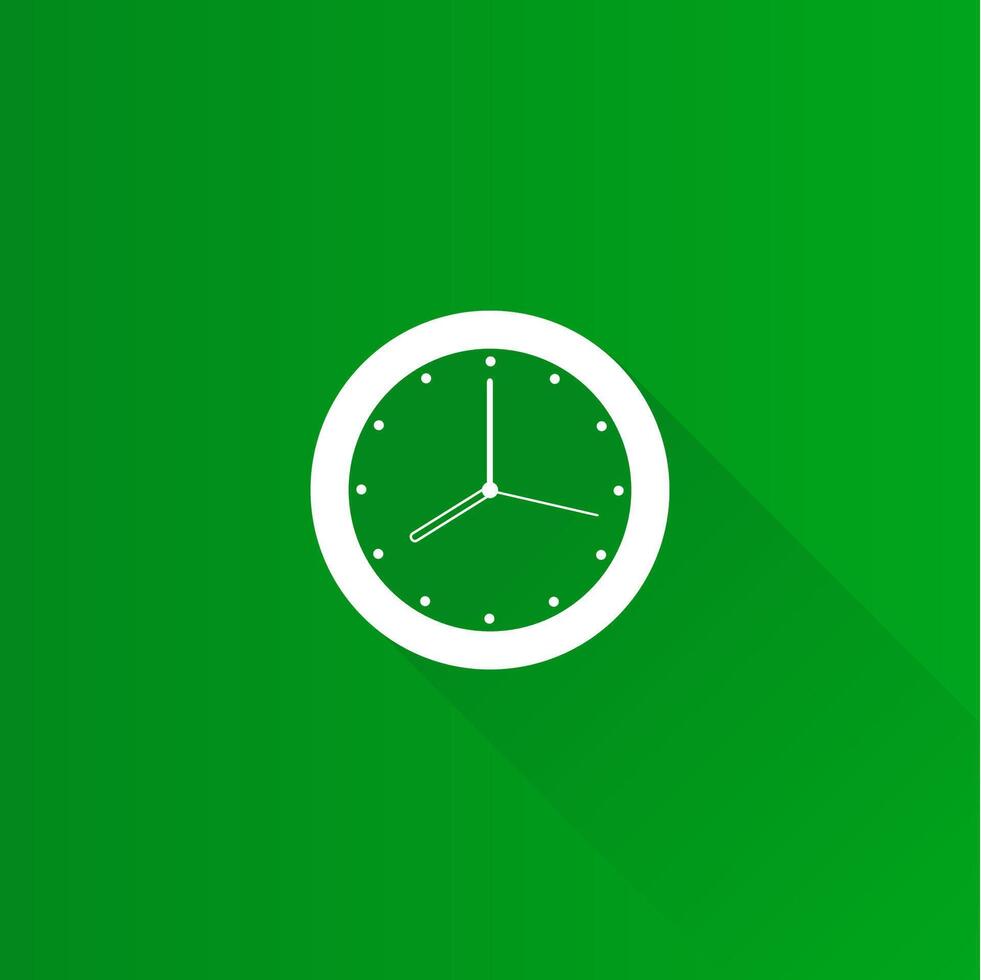 Clock flat color icon long shadow vector illustration