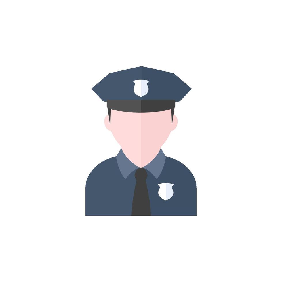 policía avatar icono en plano color estilo. personas Servicio seguridad Guardia proteger crimen vector