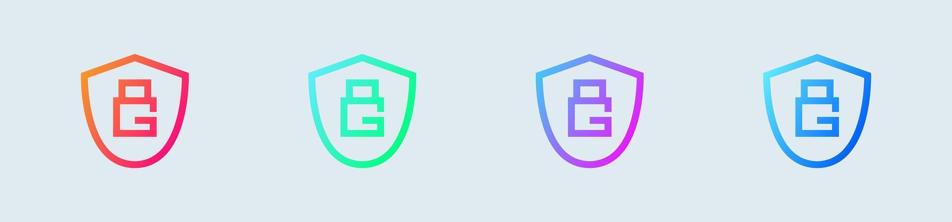 Guard line icon in gradient colors. Defense signs vector illustration.