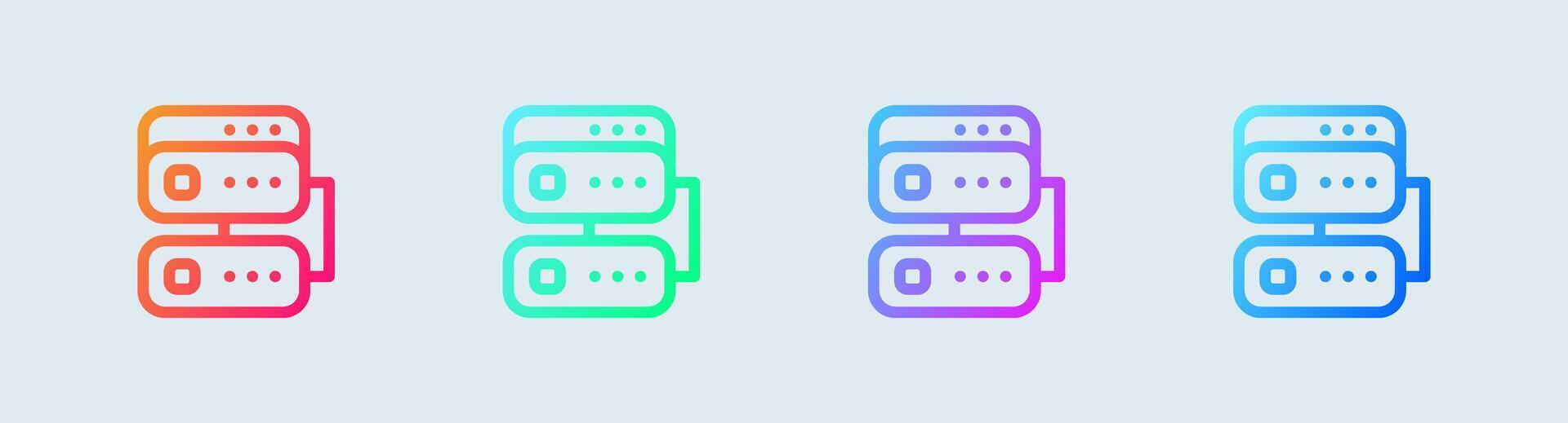 Database line icon in gradient colors. Server signs vector illustration.