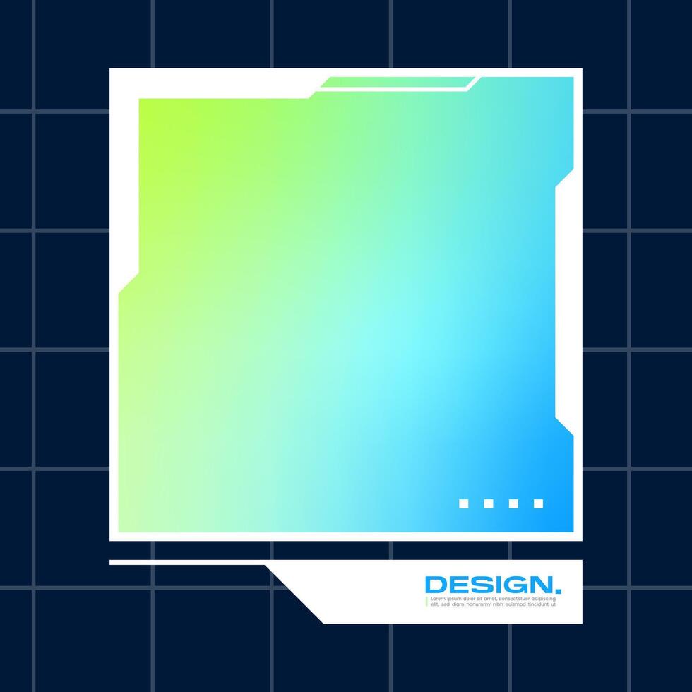 Futuristic square gradient background. Social media frame vector illustration.