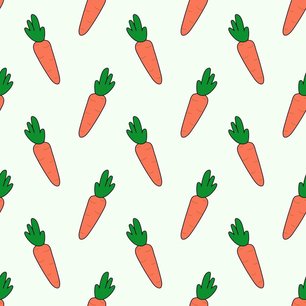 Seamless pattern with carrot. Vegetable background. Vector flat illustration of healthy vegan food wallpaper.