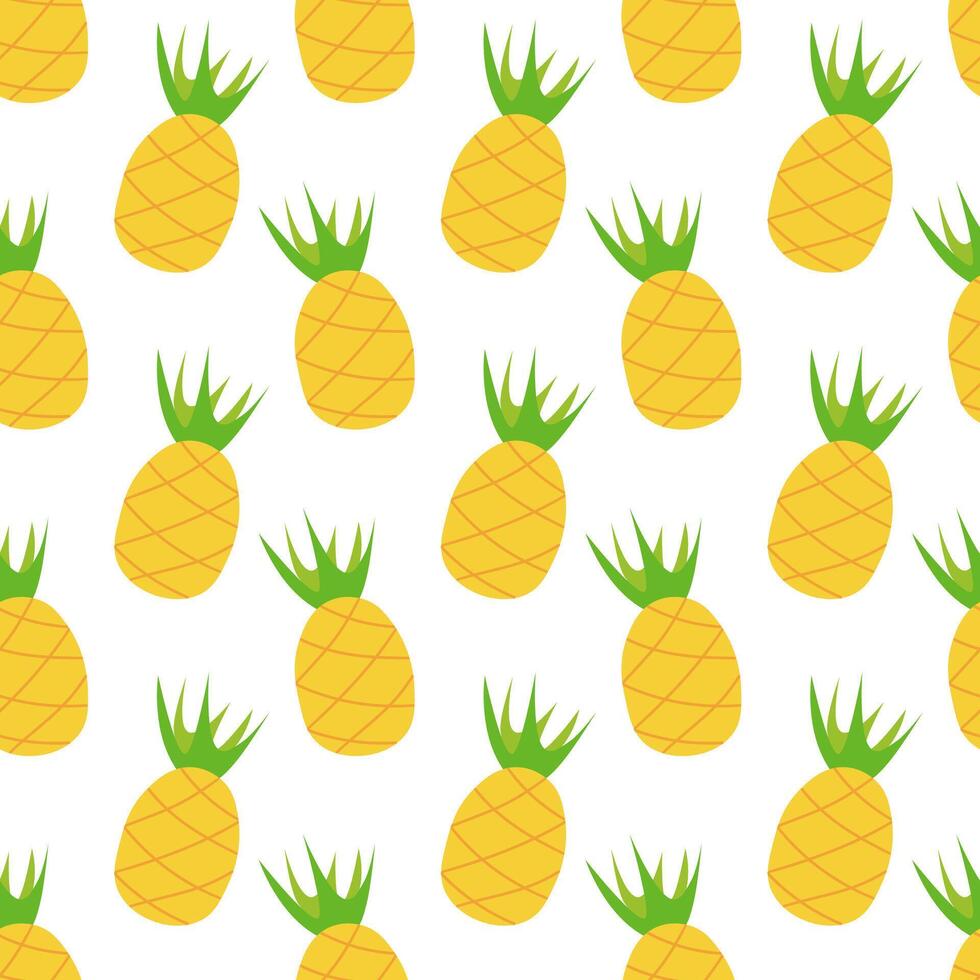 Seamless pattern with pineapple. Summer fruit print design for postcard, wrapping paper, textile, wallpaper. Vector flat illustration.
