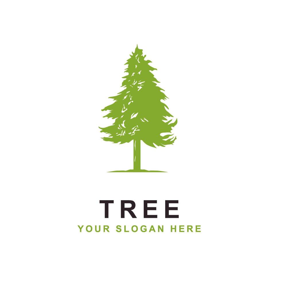 Pine Tree Vector Logo Template. Vector silhouette of a tree illustration.