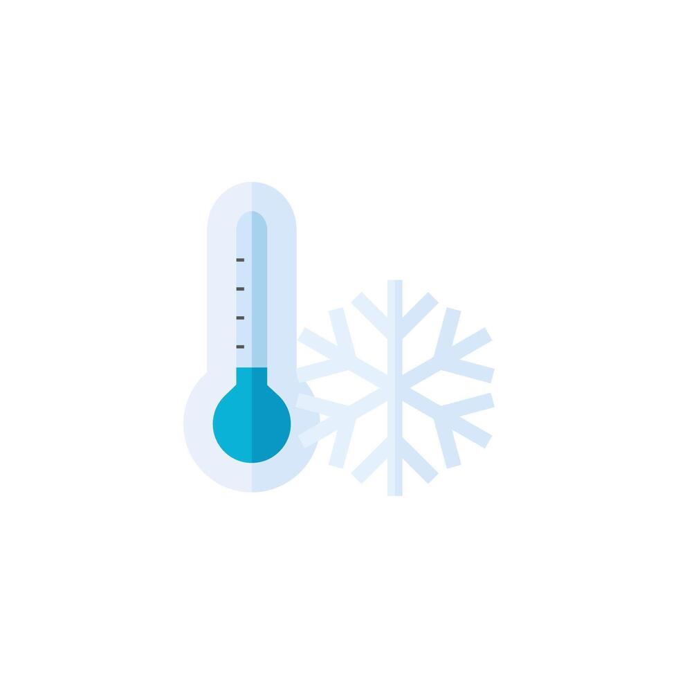 Thermometer icon in flat color style. Medical nature science temperature measure cold freezing December vector