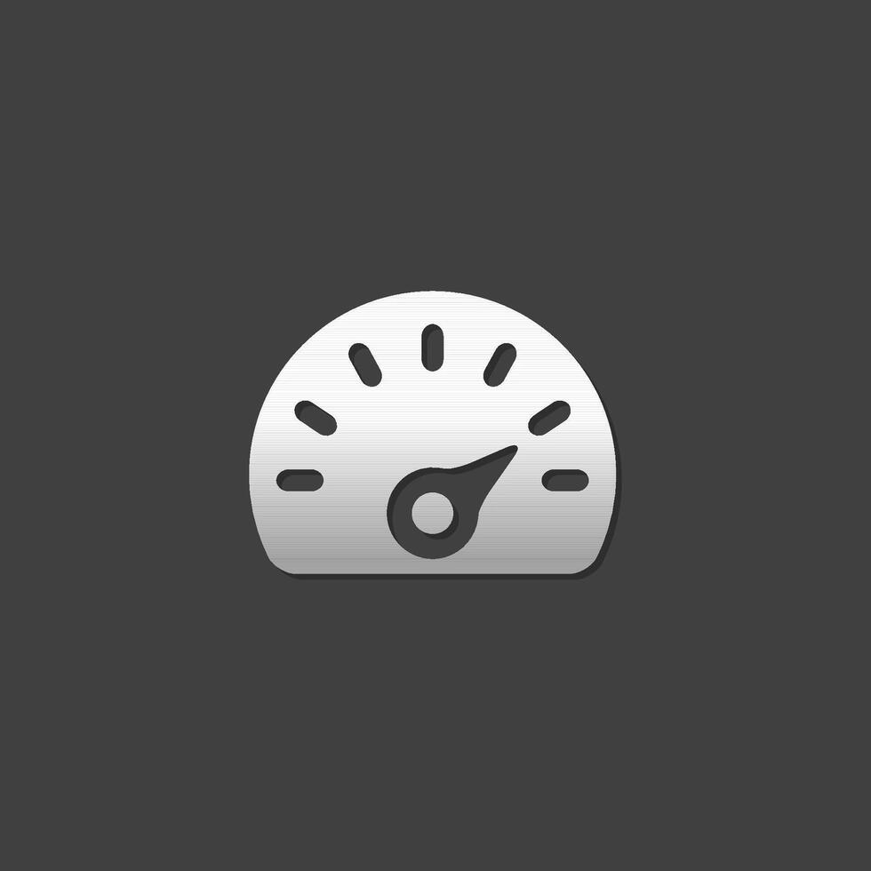 Dashboard icon in metallic grey color style. Control panel odometer speedometer vector