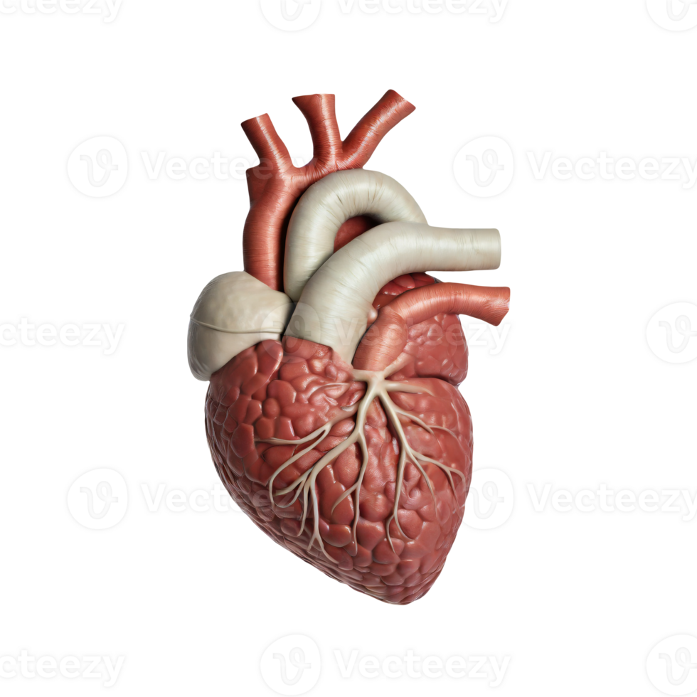 AI generated 3d realistic human heart, anatomy with a transparent background png