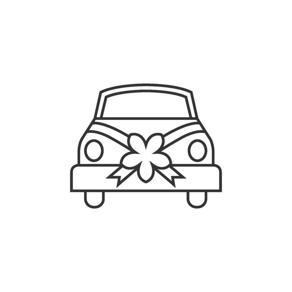 Boda coche icono en Delgado contorno estilo vector