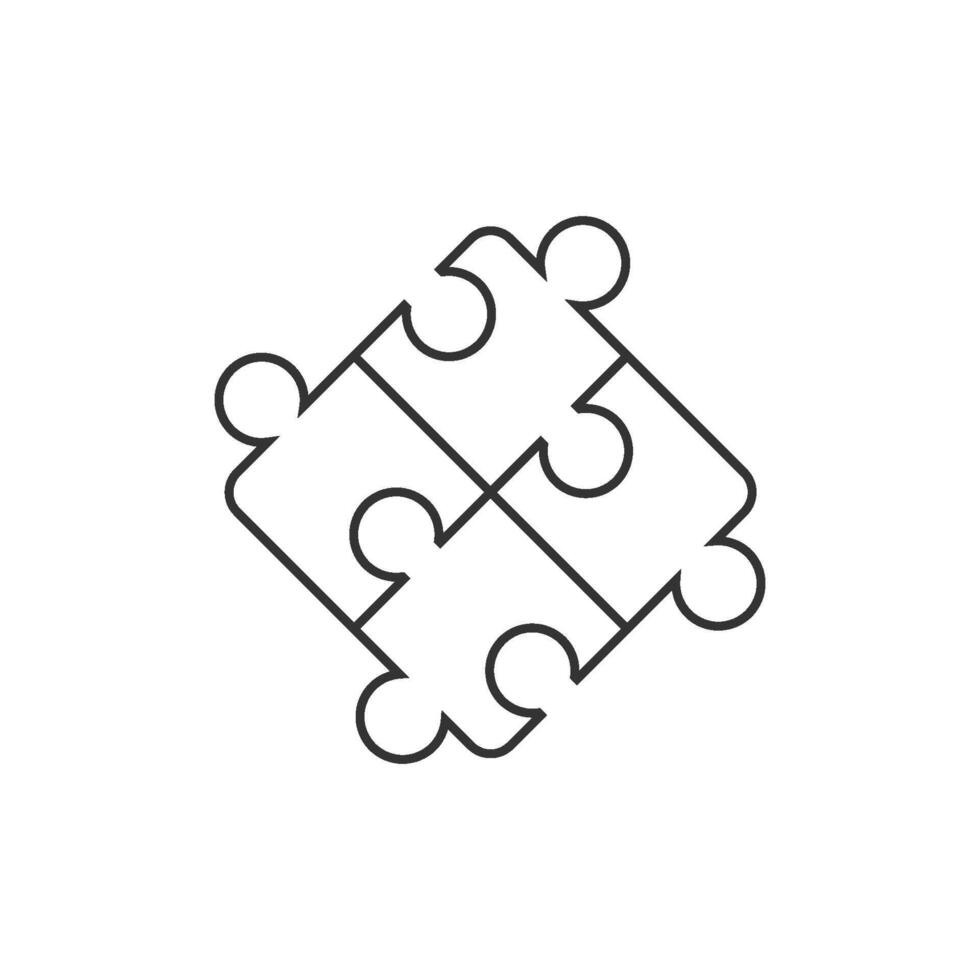 Puzzle icon in thin outline style vector