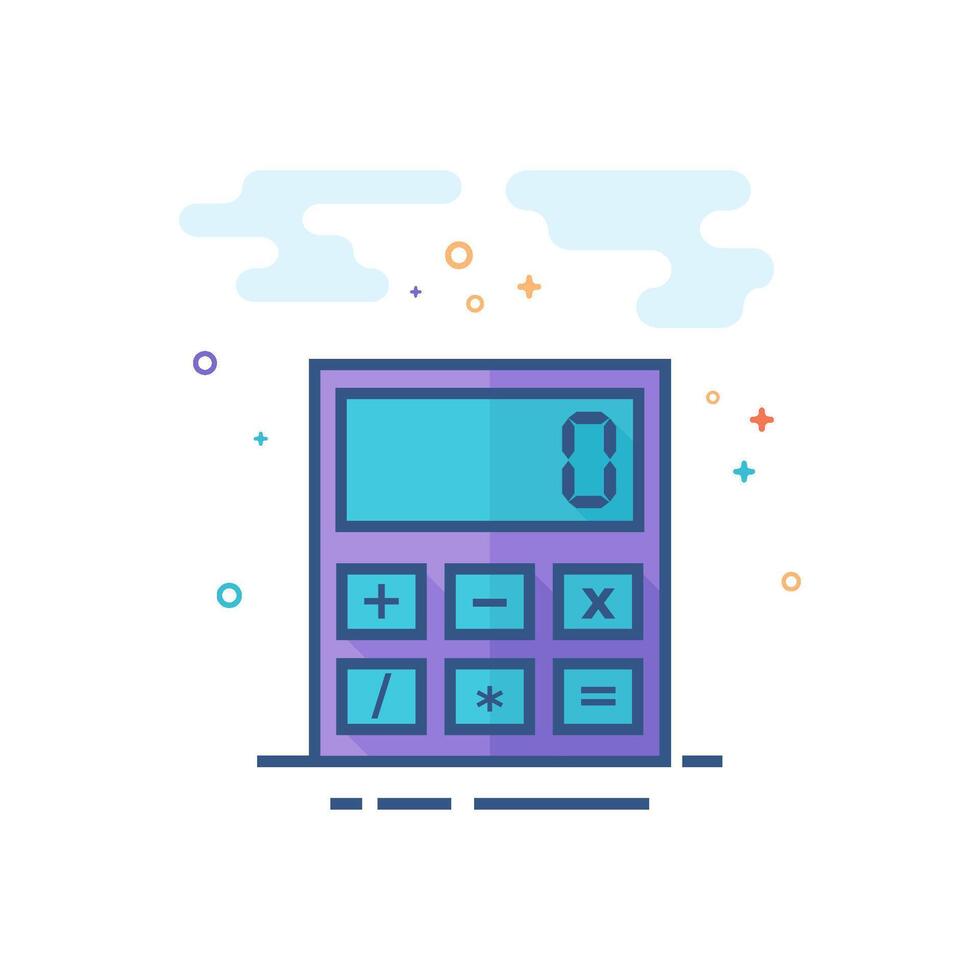 Calculator icon flat color style vector illustration