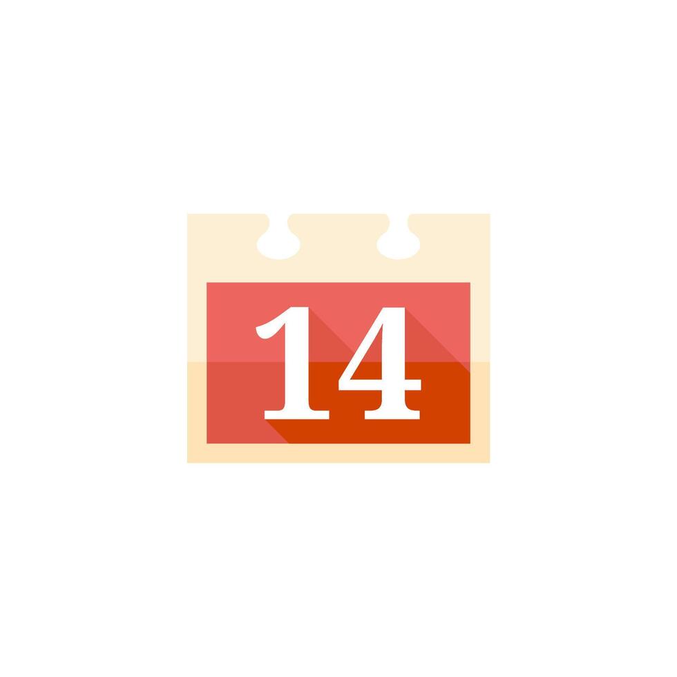 Valentine calendar icon in flat color style. Love celebrate February date day vector