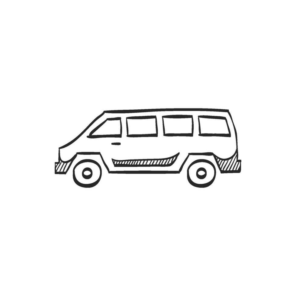 Hand drawn sketch icon van car vector