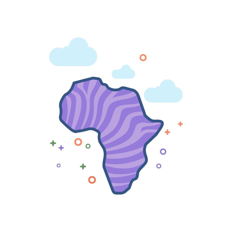 África mapa a rayas icono plano color estilo vector ilustración