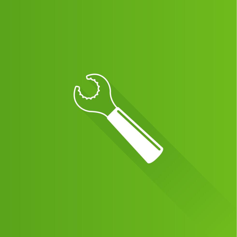 Bicycle wrench flat color icon long shadow vector illustration