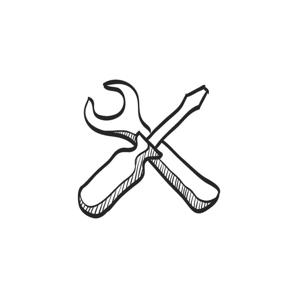 Hand drawn sketch icon bicycle tools vector