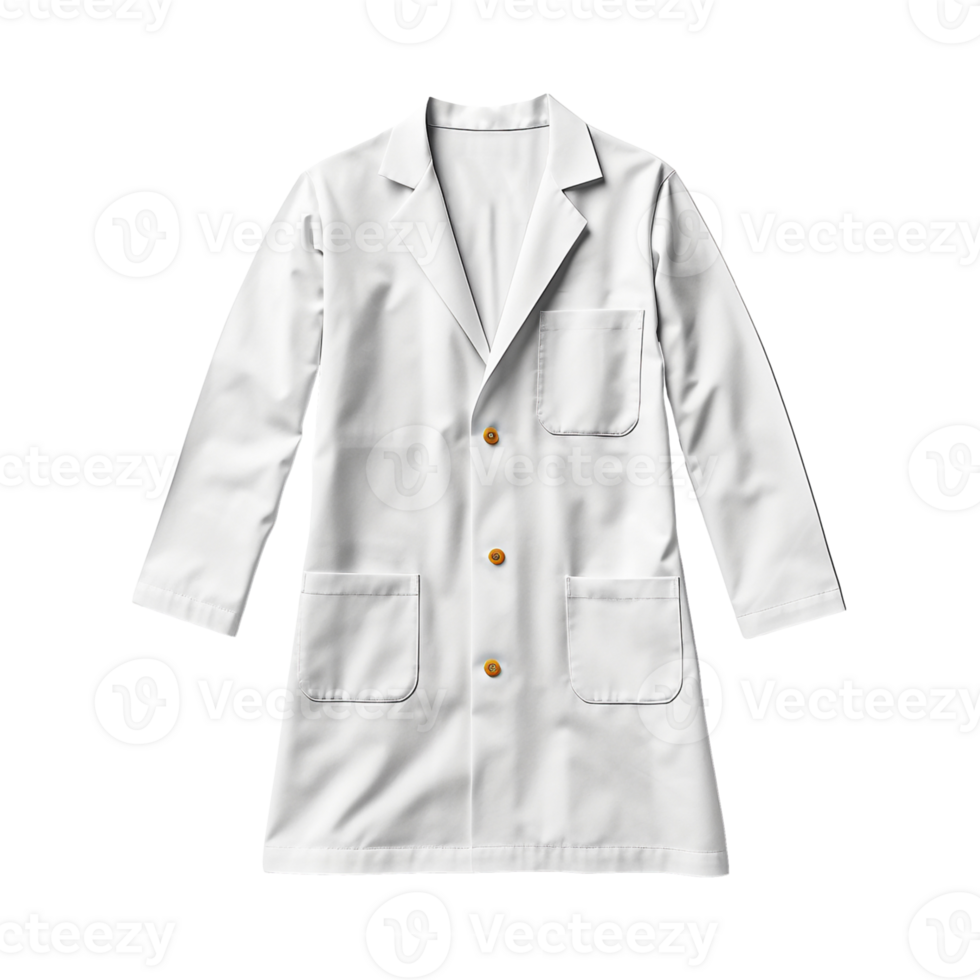 AI generated Stylish White Lab Coat with Functional Pockets on Transparent Background Created With Generative AI Technology png