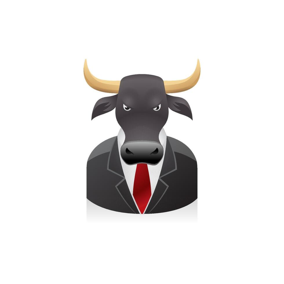 Bull businessman avatar icon in colors. vector