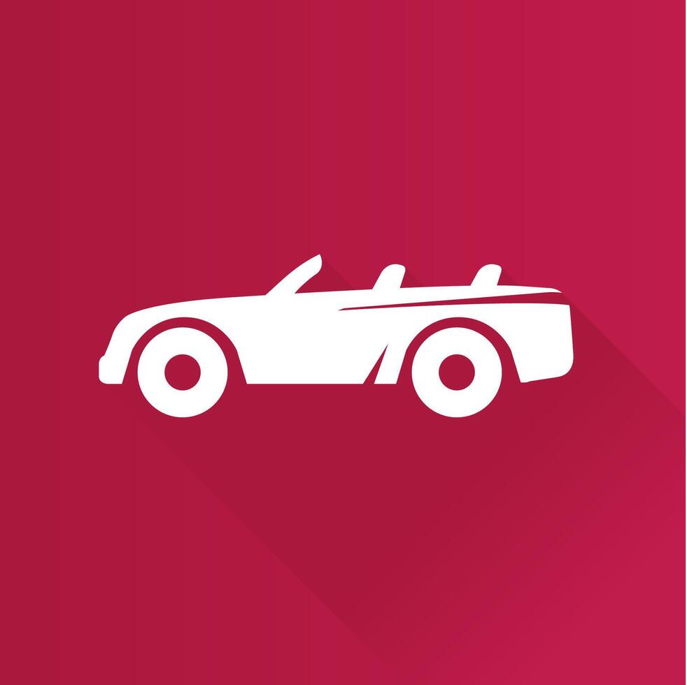 Sport car flat color icon long shadow vector illustration