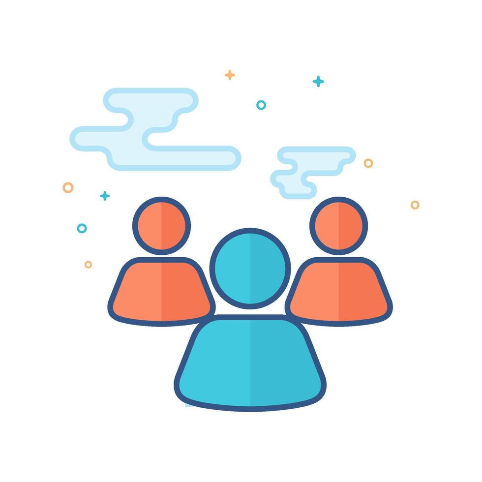 Teamwork icon flat color style vector illustration