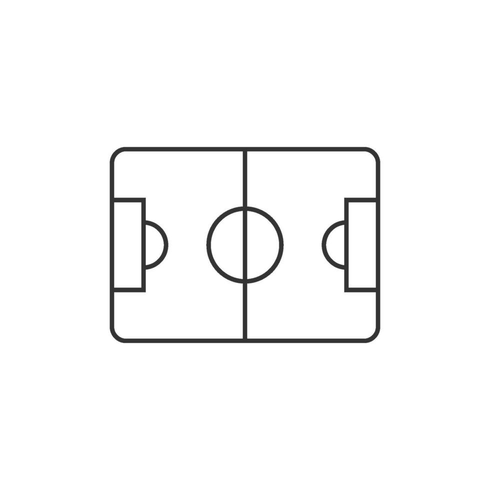 fútbol campo icono en Delgado contorno estilo vector