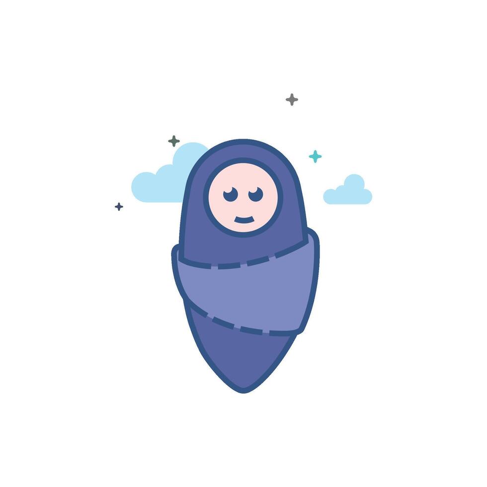 Newborn baby icon flat color style vector illustration