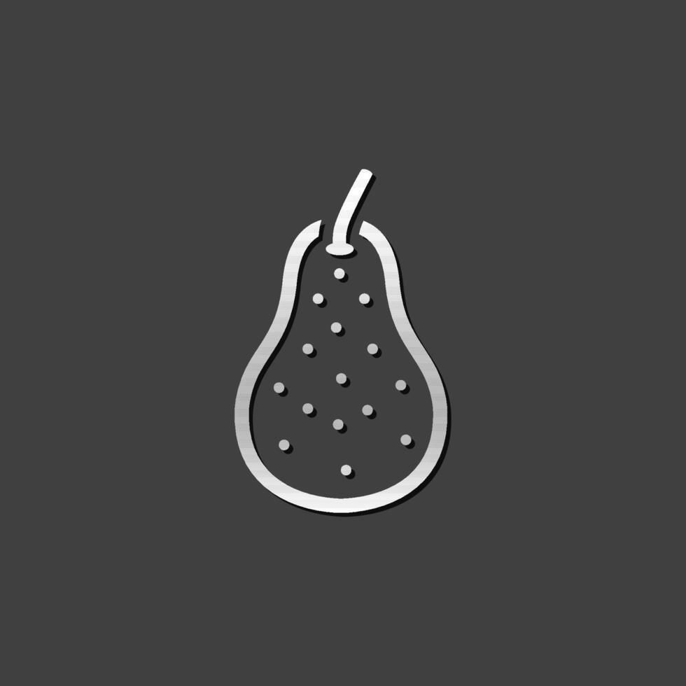 Pear icon in metallic grey color style. Food fruit vitamin healthy vector