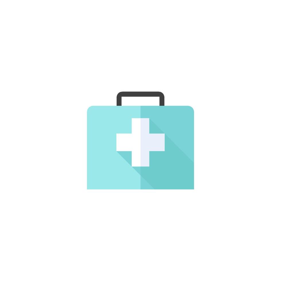 Medical case icon in flat color style. Health care equipment storage vector